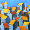 Red roofs - Oil - 12" x  12"